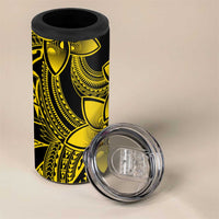 Polynesian Tribal Plumeria Flowers 4 in 1 Can Cooler Tumbler Yellow Vibe