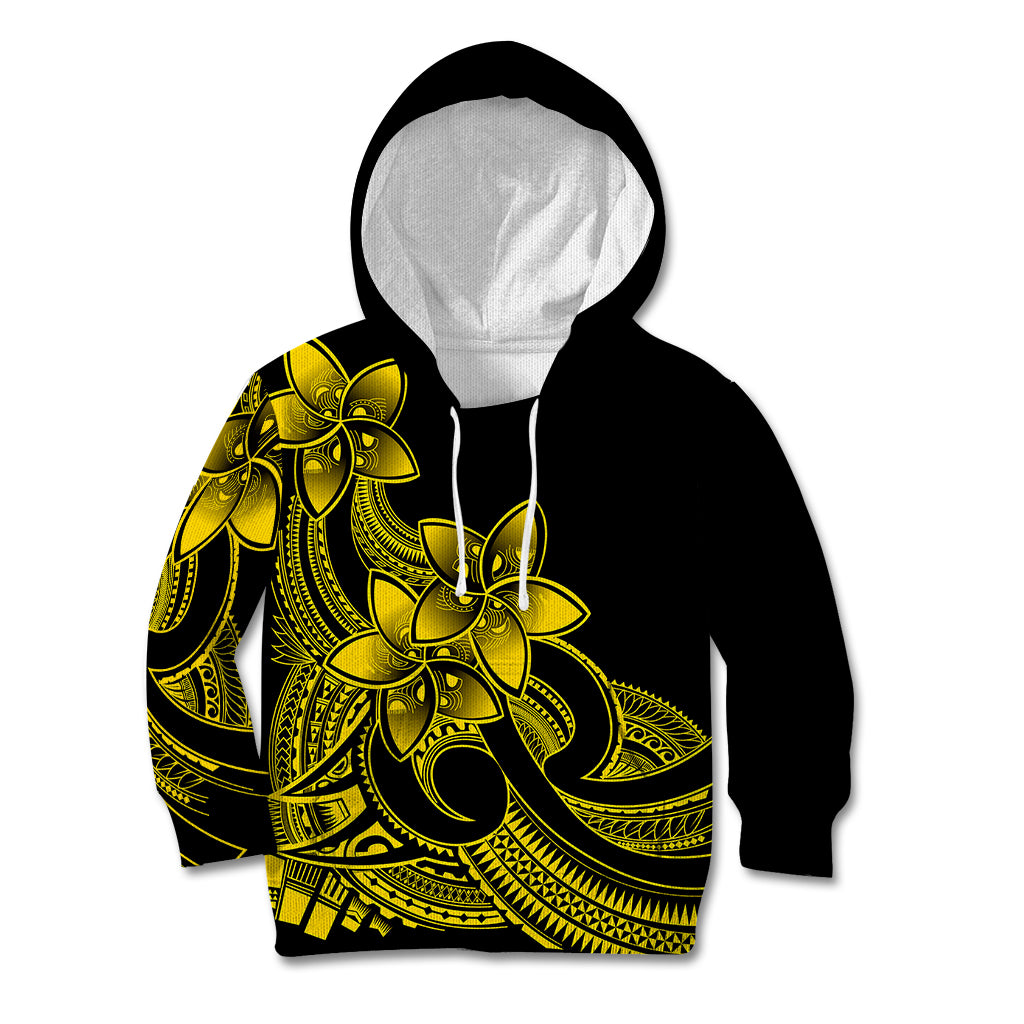 Polynesian Pride Plumeria Flowers Kid Hoodie Polynesian Tribal Yellow Vibe LT9 Hoodie Yellow - Polynesian Pride