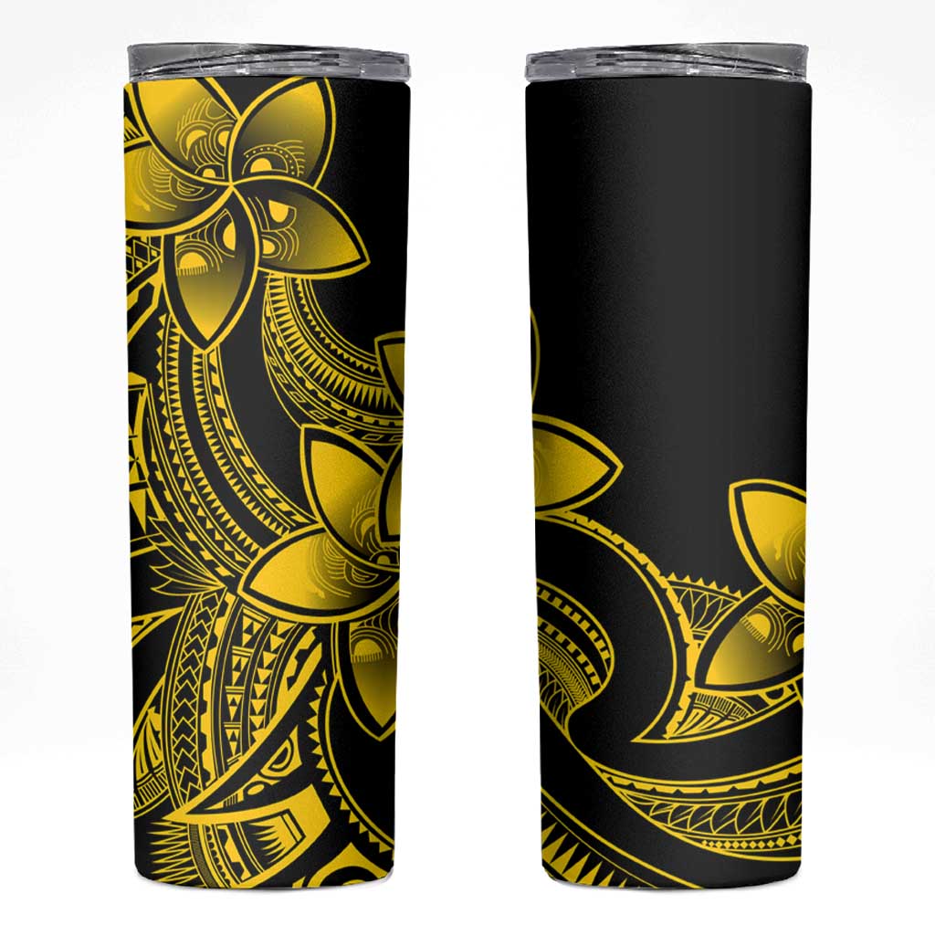 Polynesian Tribal Plumeria Flowers Skinny Tumbler Yellow Vibe