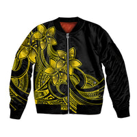 Polynesian Pride Plumeria Flowers Sleeve Zip Bomber Jacket Polynesian Tribal Yellow Vibe LT9 Unisex Yellow - Polynesian Pride