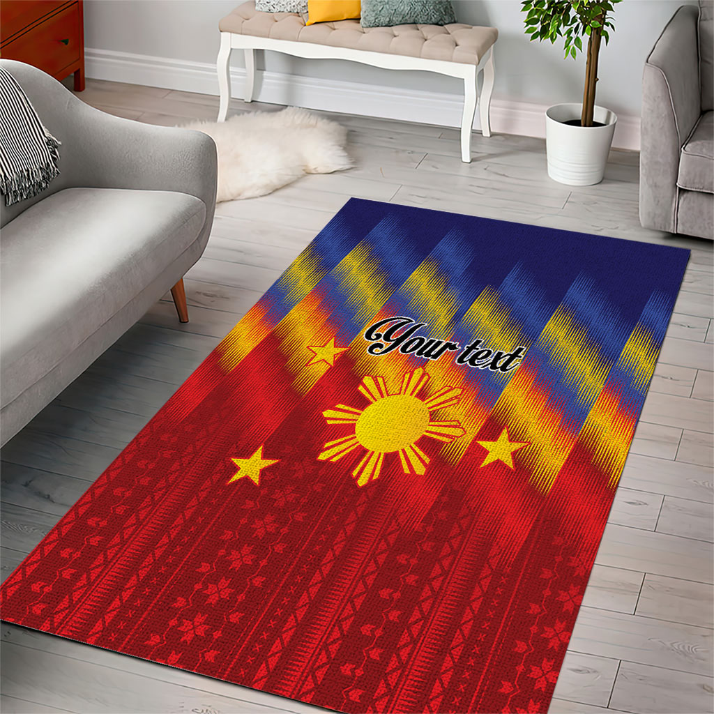 Personalized Philippines Eight Rays Sun Area Rug Traditional Filipino Igorot Pattern Motif