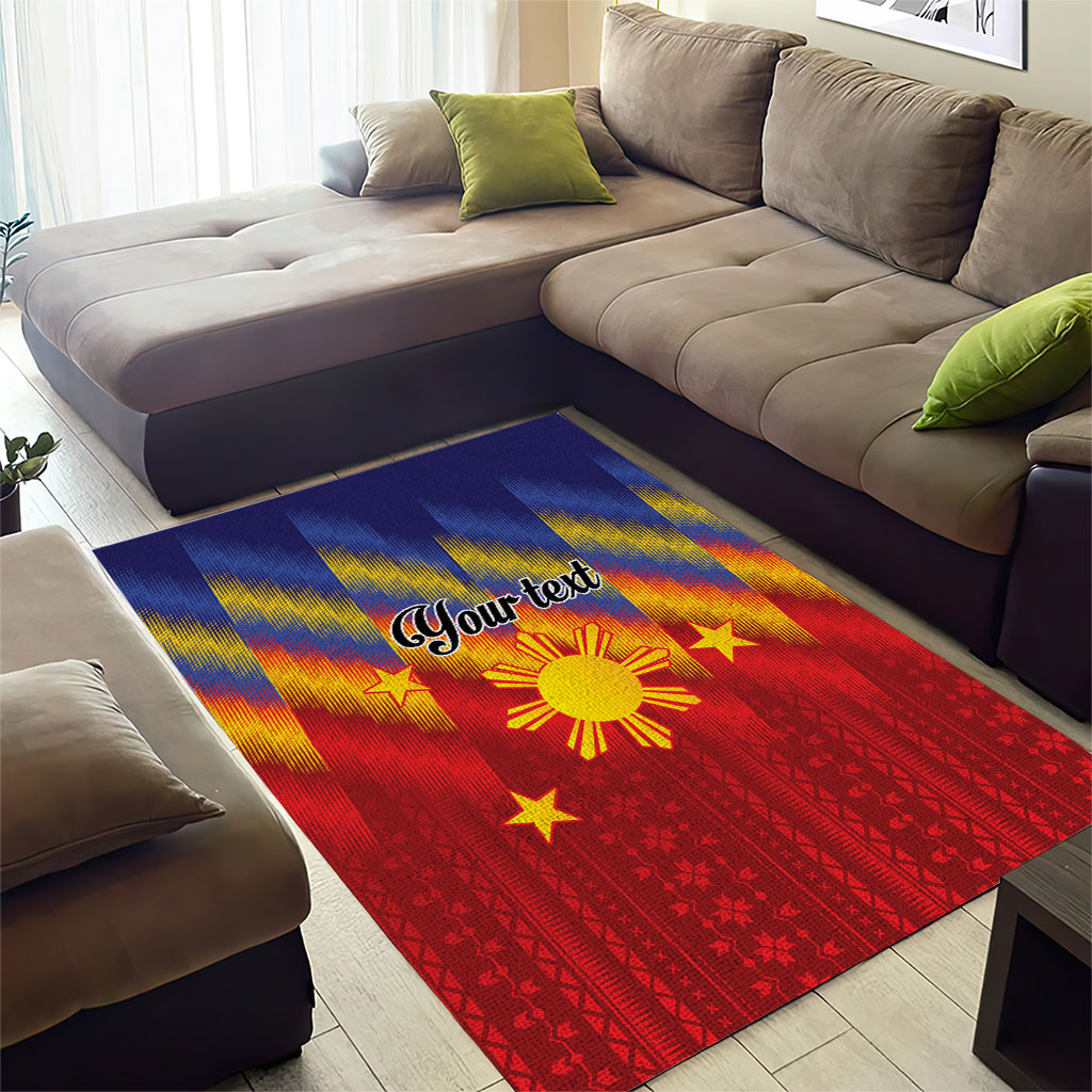 Personalized Philippines Eight Rays Sun Area Rug Traditional Filipino Igorot Pattern Motif