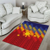 Personalized Philippines Eight Rays Sun Area Rug Traditional Filipino Igorot Pattern Motif