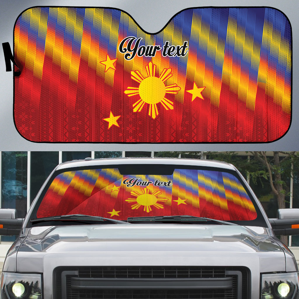 Personalized Philippines Eight Rays Sun Auto Sun Shade Traditional Filipino Igorot Pattern Motif LT9 Red - Polynesian Pride