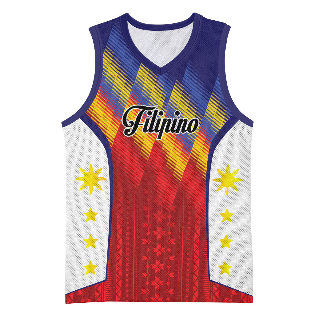 Personalized Philippines Eight Rays Sun Basketball Jersey Traditional Filipino Igorot Pattern Motif LT9 Unisex Red - Polynesian Pride