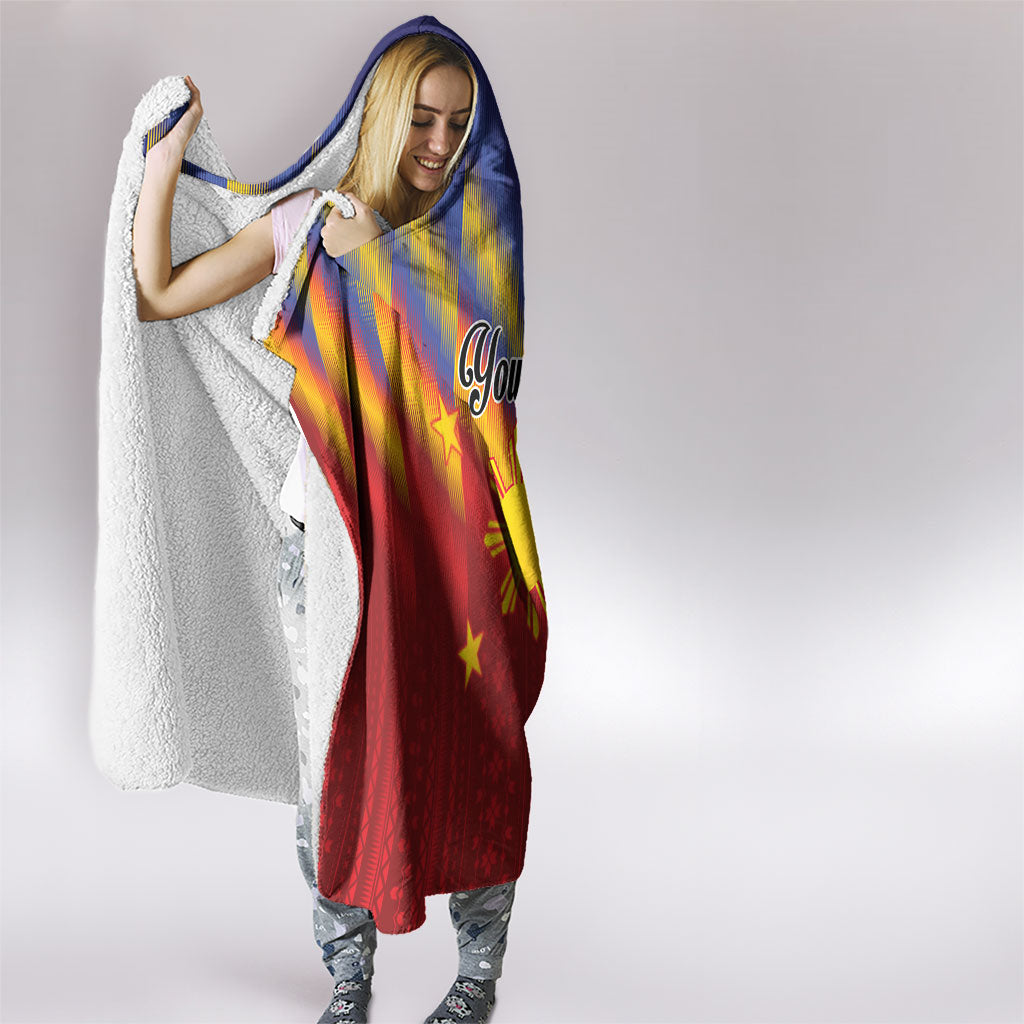 Personalized Philippines Eight Rays Sun Hooded Blanket Traditional Filipino Igorot Pattern Motif