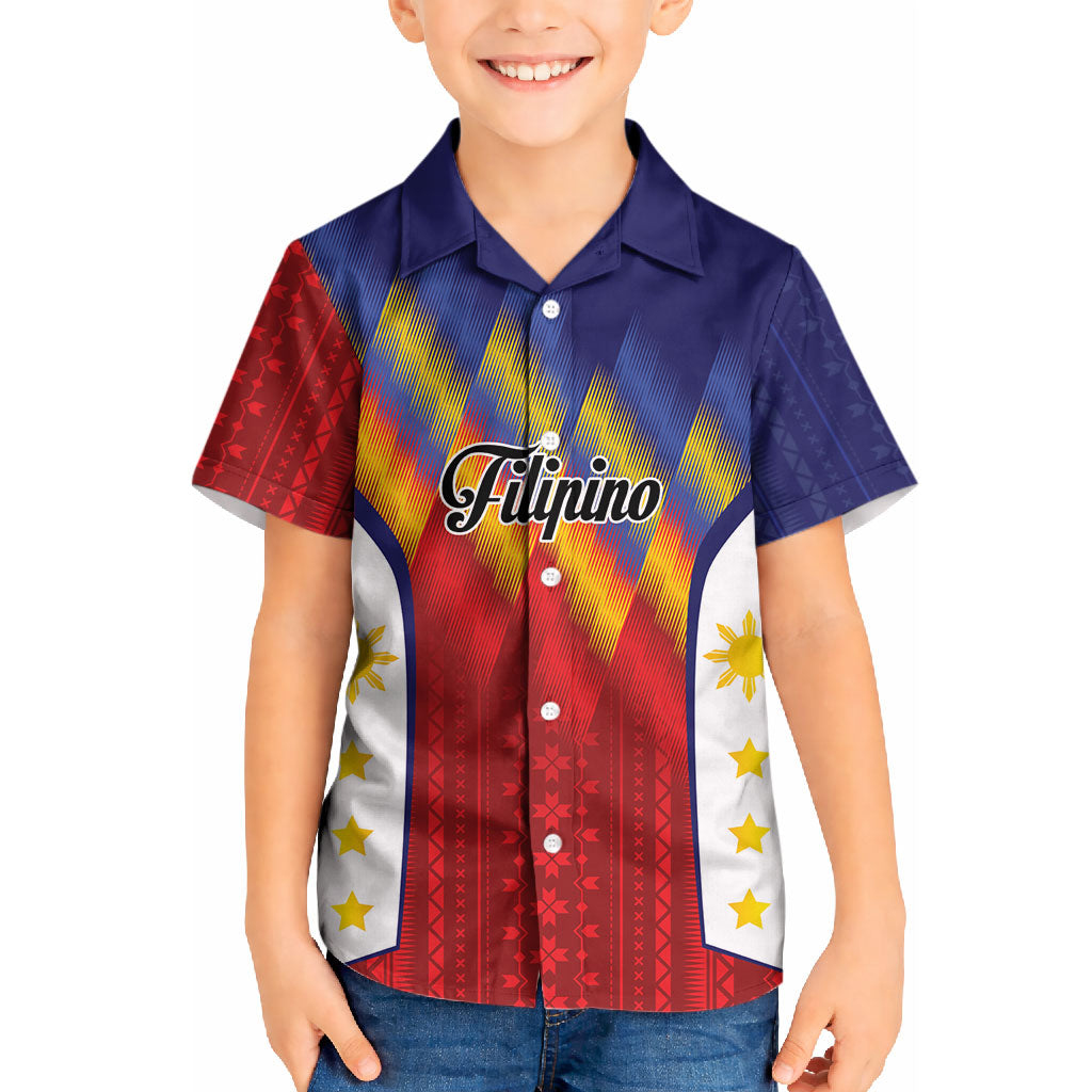 Personalized Philippines Eight Rays Sun Kid Hawaiian Shirt Traditional Filipino Igorot Pattern Motif