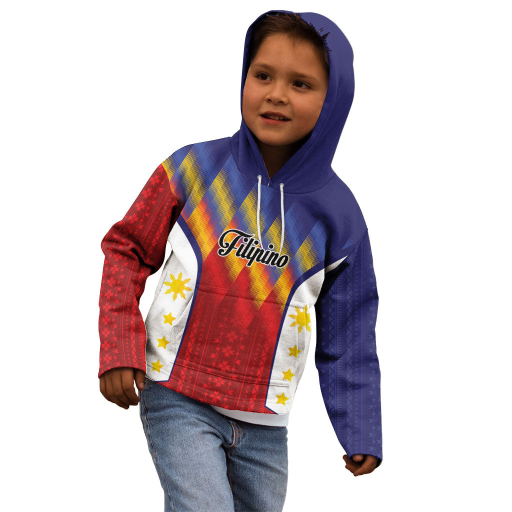 Personalized Philippines Eight Rays Sun Kid Hoodie Traditional Filipino Igorot Pattern Motif
