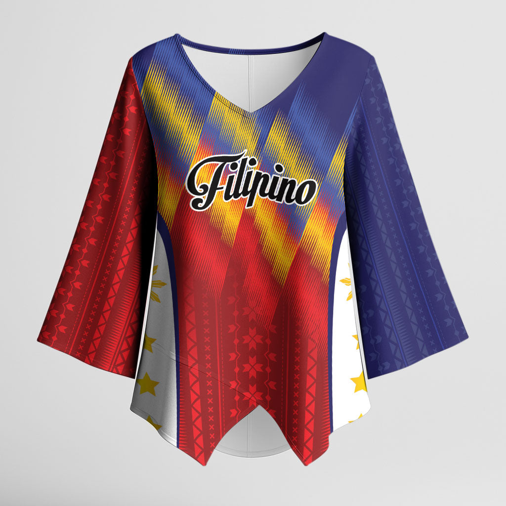 Personalized Philippines Eight Rays Sun Kimono Sleeve Blouse Traditional Filipino Igorot Pattern Motif