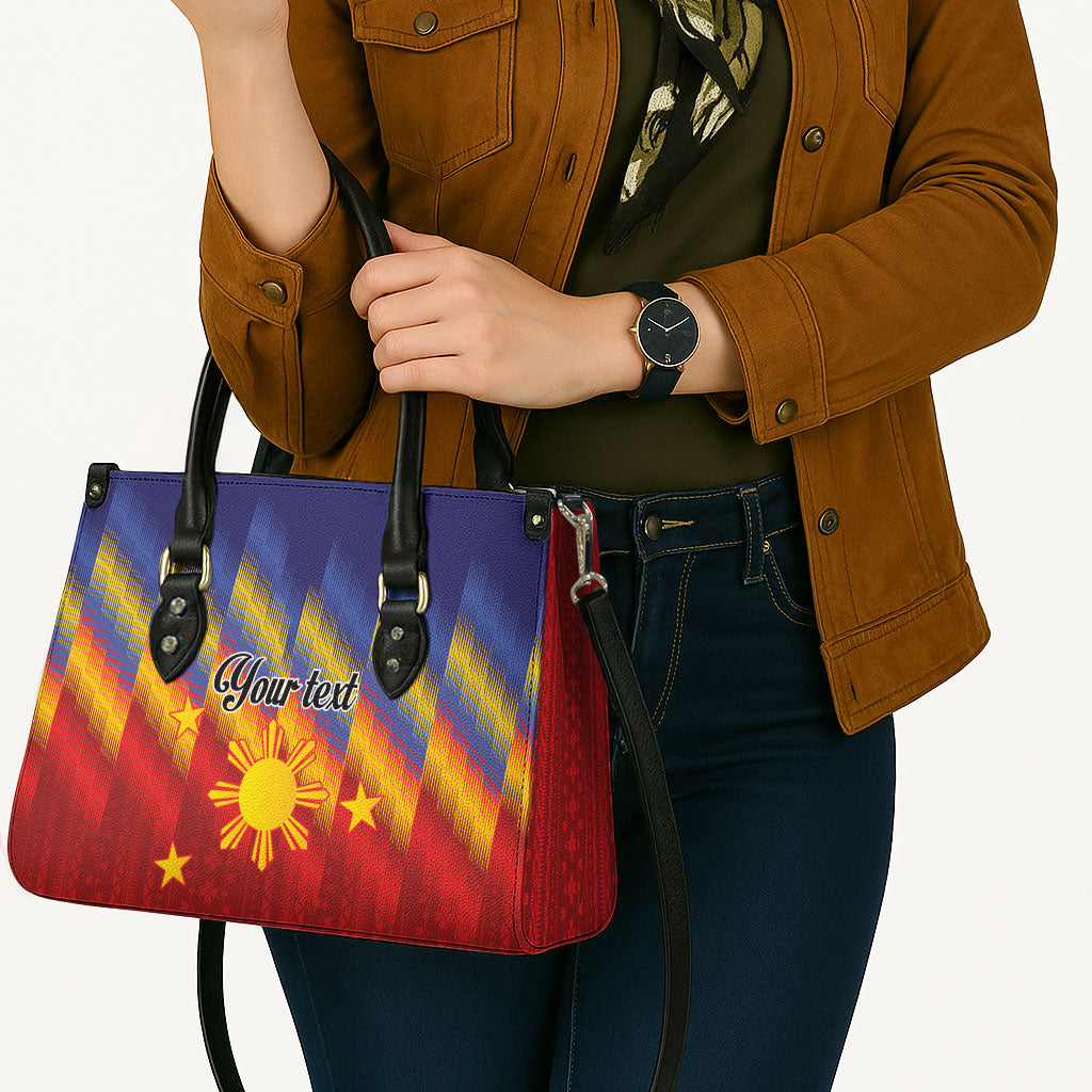 Personalized Philippines Eight Rays Sun Leather Bag Traditional Filipino Igorot Pattern Motif