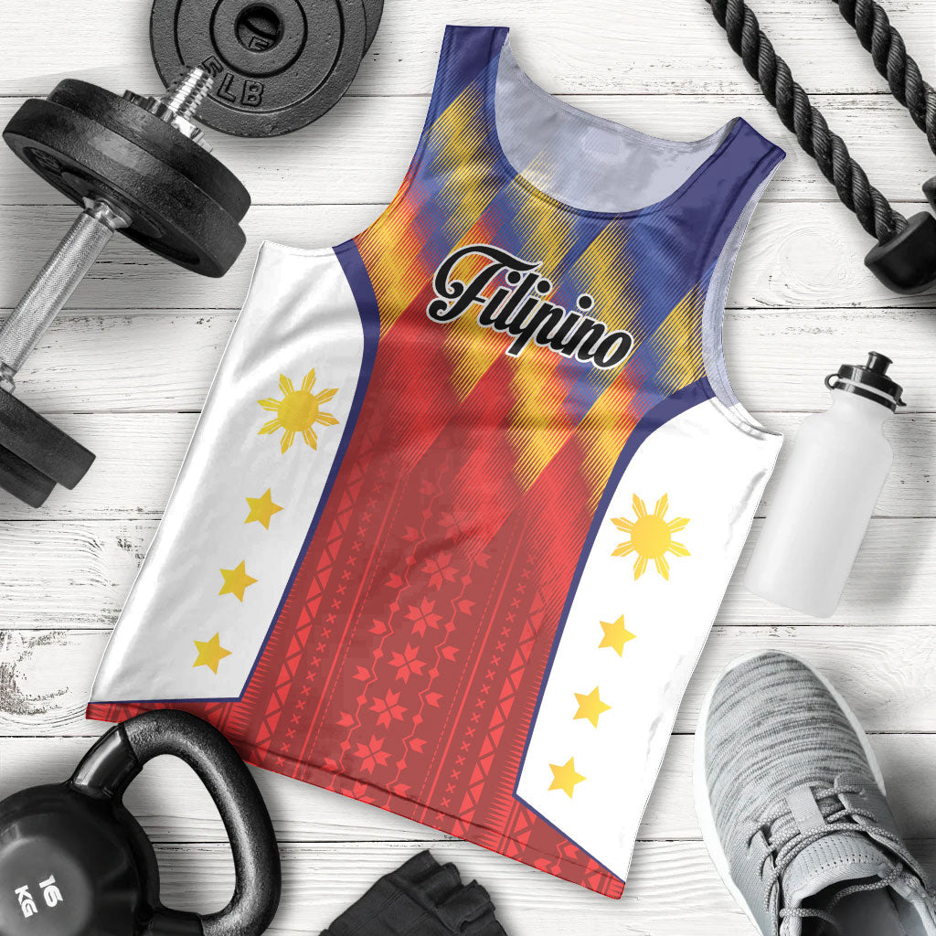 Personalized Philippines Eight Rays Sun Men Tank Top Traditional Filipino Igorot Pattern Motif