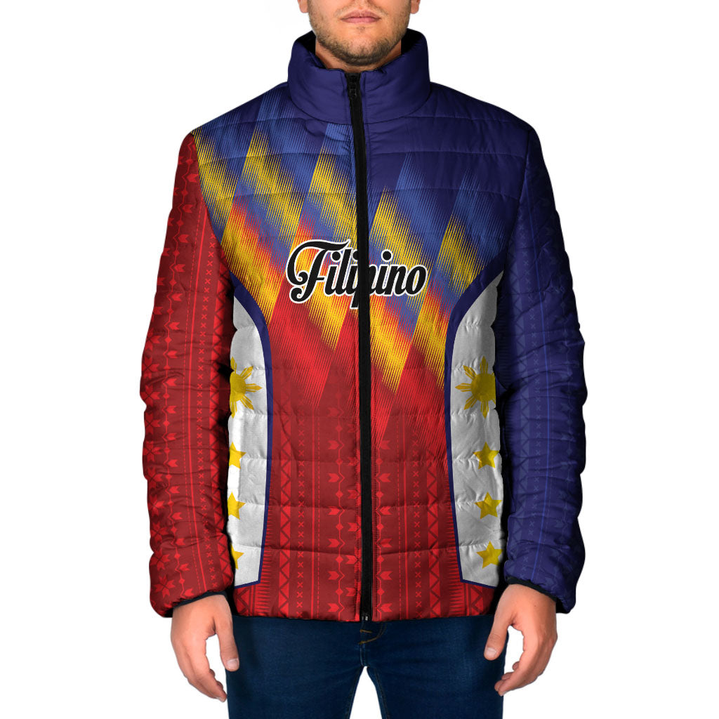 Personalized Philippines Eight Rays Sun Padded Jacket Traditional Filipino Igorot Pattern Motif