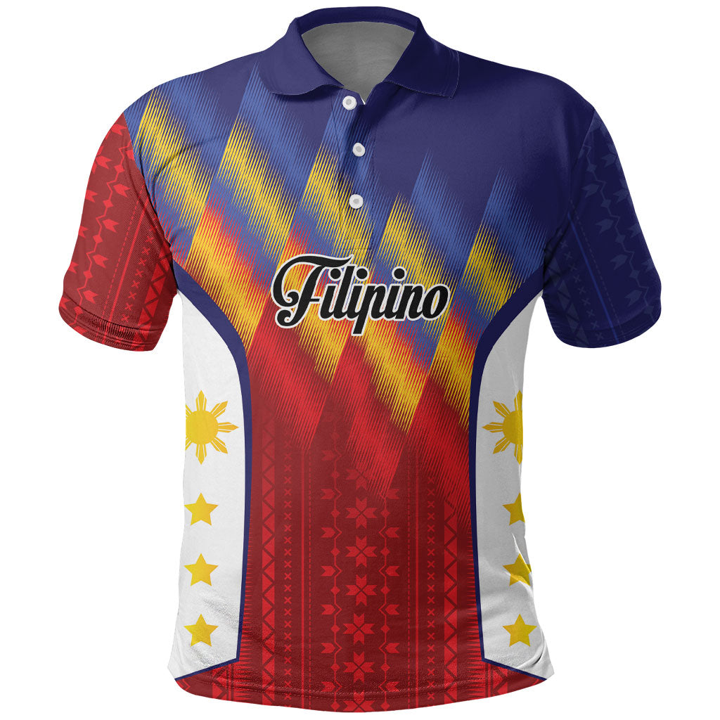Personalized Philippines Eight Rays Sun Polo Shirt Traditional Filipino Igorot Pattern Motif