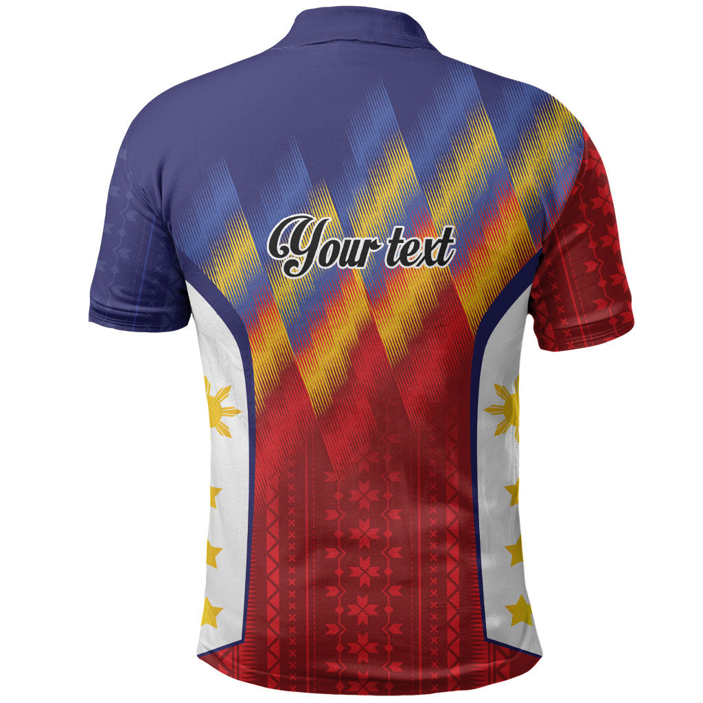 Personalized Philippines Eight Rays Sun Polo Shirt Traditional Filipino Igorot Pattern Motif