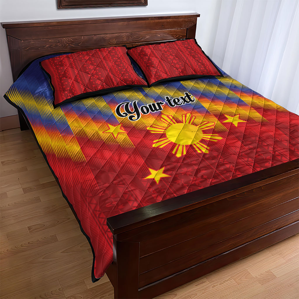 Personalized Philippines Eight Rays Sun Quilt Bed Set Traditional Filipino Igorot Pattern Motif