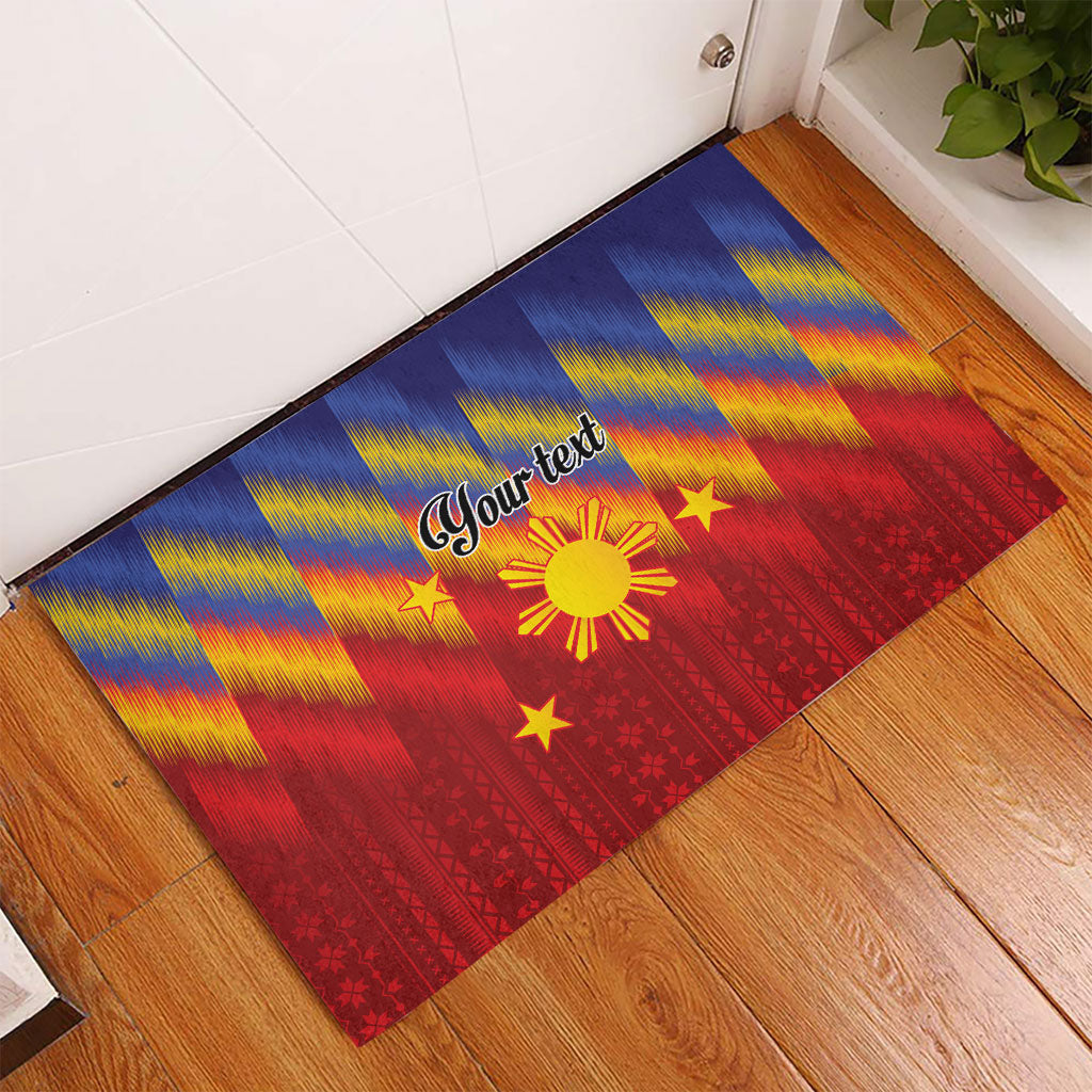 Personalized Philippines Eight Rays Sun Rubber Doormat Traditional Filipino Igorot Pattern Motif