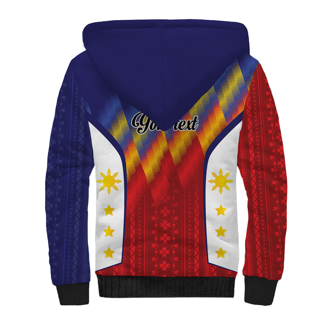 Personalized Philippines Eight Rays Sun Sherpa Hoodie Traditional Filipino Igorot Pattern Motif