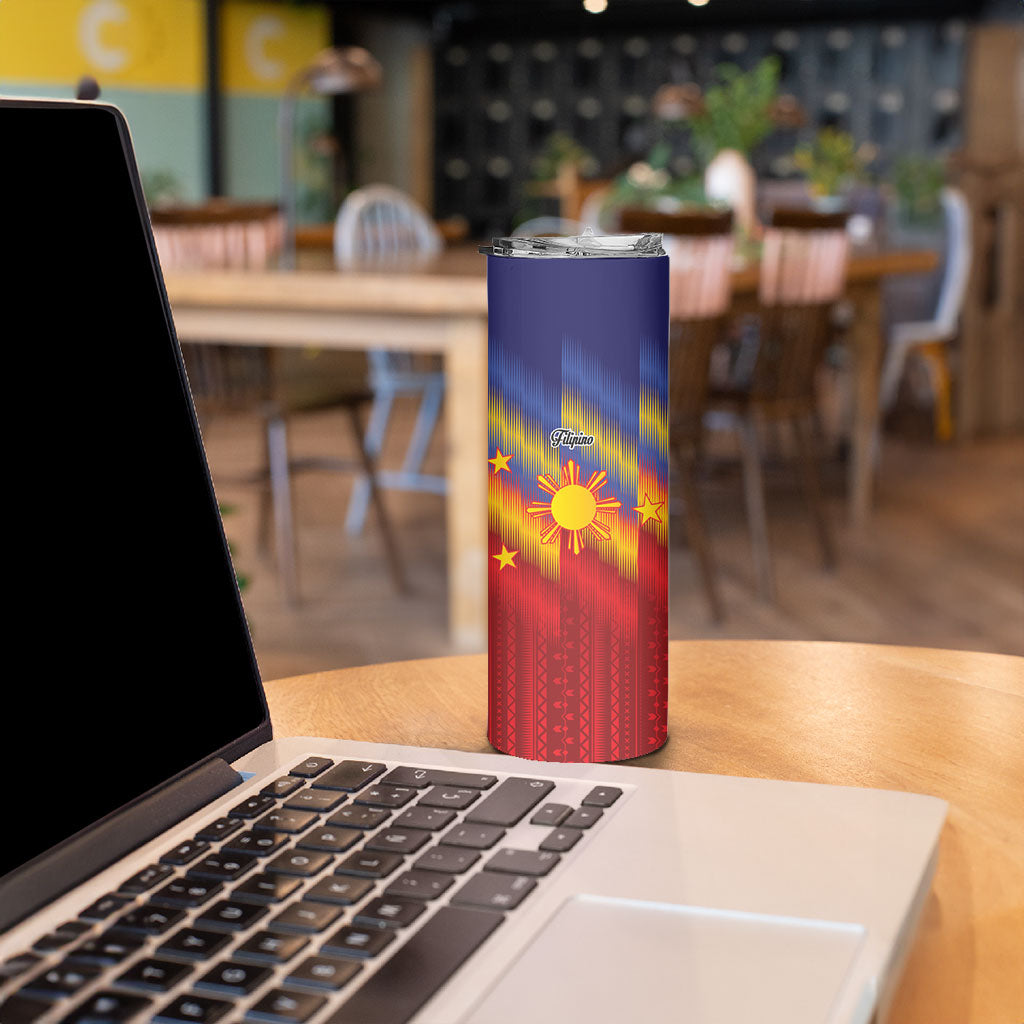 Personalized Philippines Eight Rays Sun Skinny Tumbler Traditional Filipino Igorot Pattern Motif
