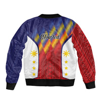 Personalized Philippines Eight Rays Sun Sleeve Zip Bomber Jacket Traditional Filipino Igorot Pattern Motif