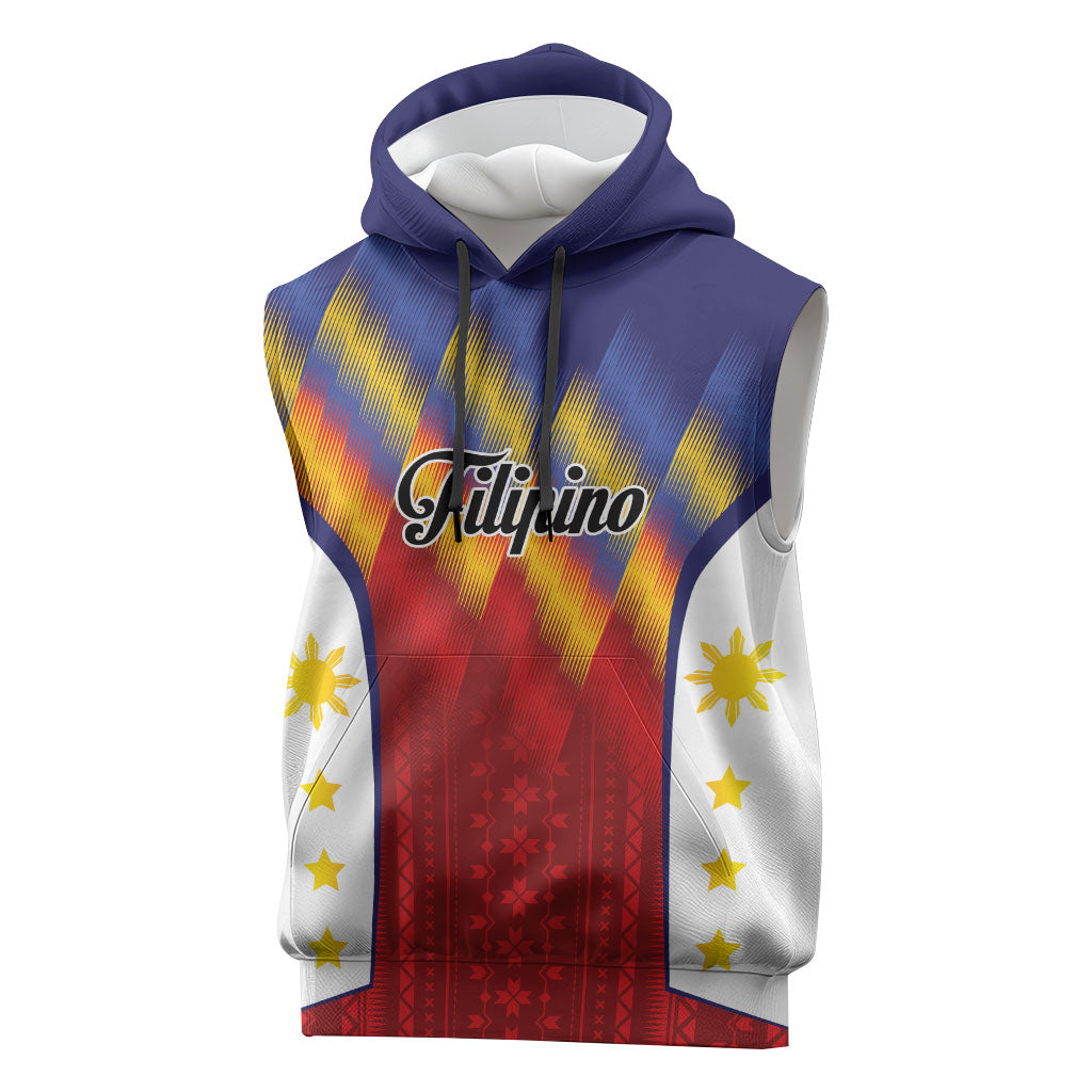 Personalized Philippines Eight Rays Sun Sleeveless Hoodie Traditional Filipino Igorot Pattern Motif