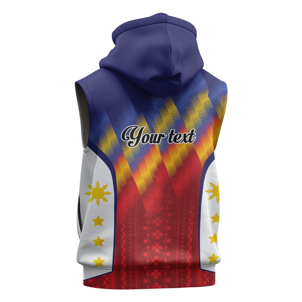 Personalized Philippines Eight Rays Sun Sleeveless Zip Hoodie Traditional Filipino Igorot Pattern Motif