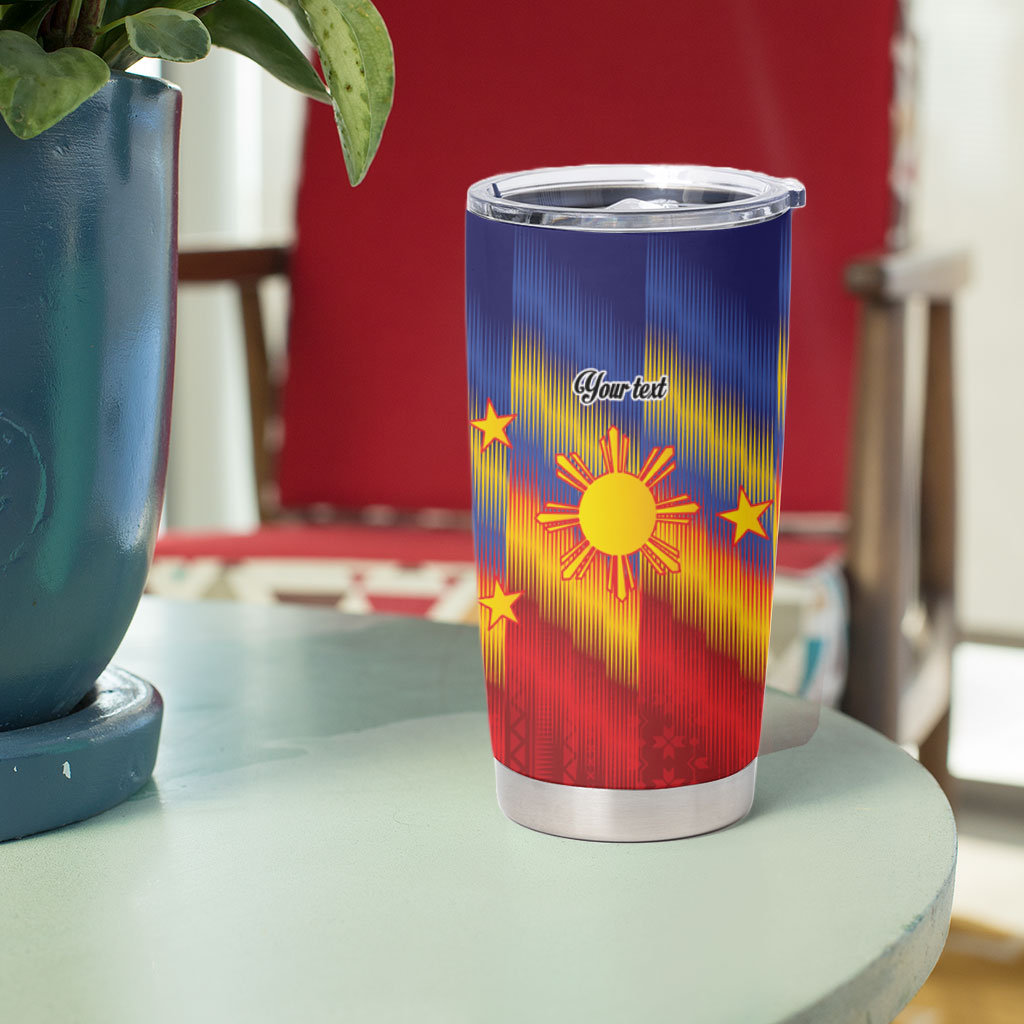 Personalized Philippines Eight Rays Sun Tumbler Cup Traditional Filipino Igorot Pattern Motif