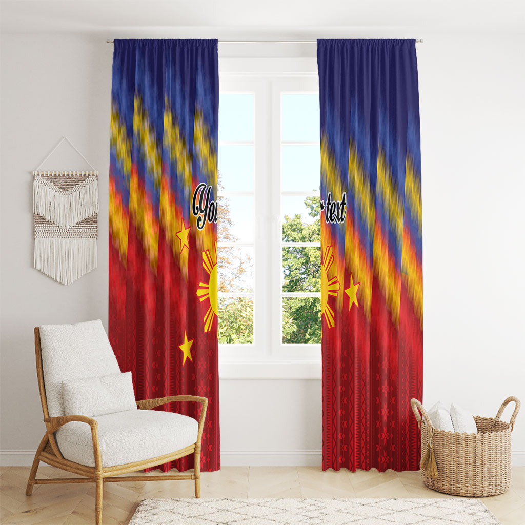 Personalized Philippines Eight Rays Sun Window Curtain Traditional Filipino Igorot Pattern Motif