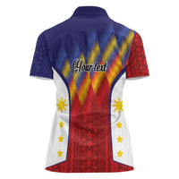 Personalized Philippines Eight Rays Sun Women Polo Shirt Traditional Filipino Igorot Pattern Motif