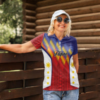 Personalized Philippines Eight Rays Sun Women Polo Shirt Traditional Filipino Igorot Pattern Motif