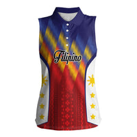 Personalized Philippines Eight Rays Sun Women Sleeveless Polo Shirt Traditional Filipino Igorot Pattern Motif