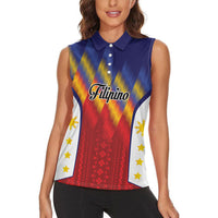 Personalized Philippines Eight Rays Sun Women Sleeveless Polo Shirt Traditional Filipino Igorot Pattern Motif