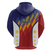 Personalized Philippines Eight Rays Sun Zip Hoodie Traditional Filipino Igorot Pattern Motif