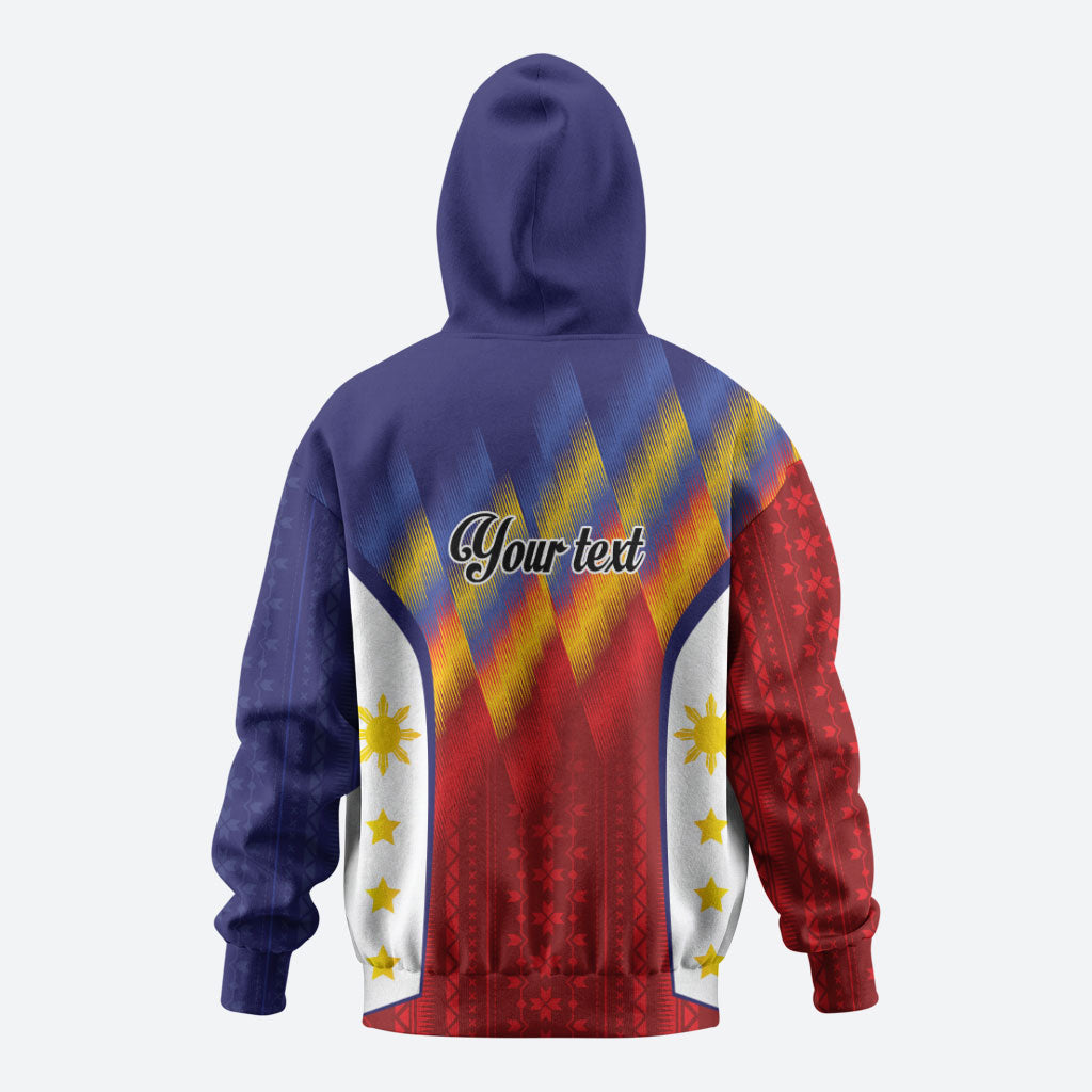 Personalized Philippines Eight Rays Sun Zip Hoodie Traditional Filipino Igorot Pattern Motif