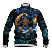 Samoa Siva Afi Baseball Jacket Fireknife Fire Dance Pacific Tribal Motif