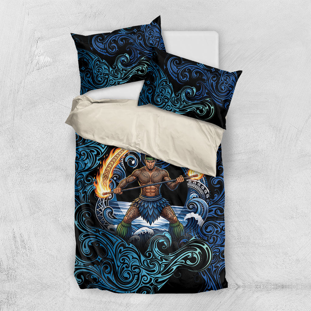 Samoa Siva Afi Bedding Set Fireknife Fire Dance Pacific Tribal Motif