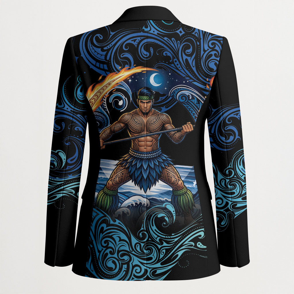 Samoa Siva Afi Blazer Fireknife Fire Dance Pacific Tribal Motif
