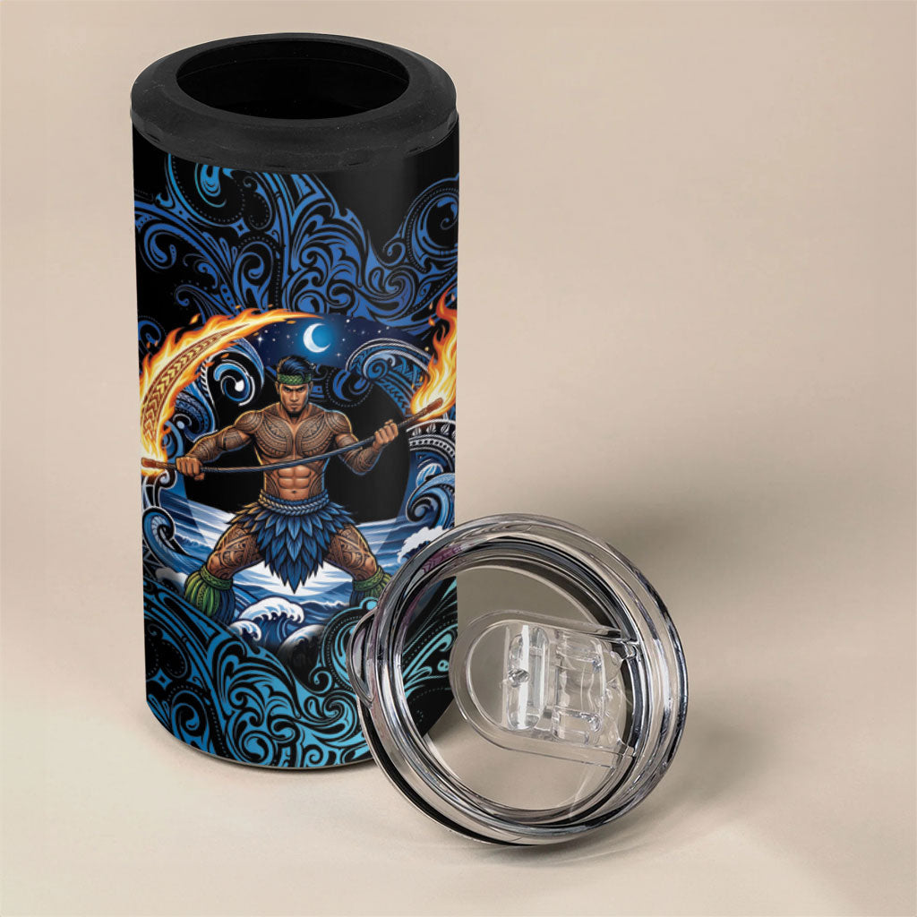 Samoa Siva Afi 4 in 1 Can Cooler Tumbler Fireknife Fire Dance Pacific Tribal Motif