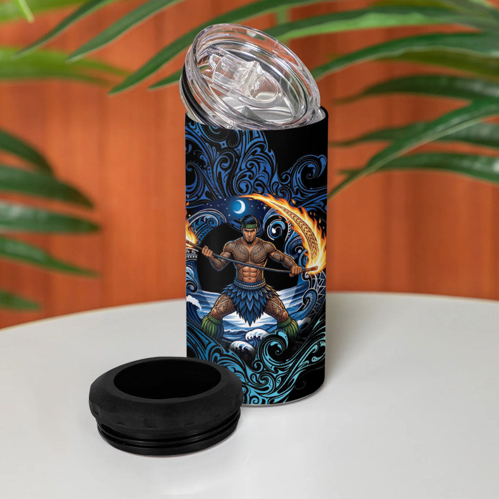 Samoa Siva Afi 4 in 1 Can Cooler Tumbler Fireknife Fire Dance Pacific Tribal Motif