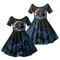 Samoa Siva Afi Family Matching Summer Maxi Dress and Hawaiian Shirt Fireknife Fire Dance Pacific Tribal Motif