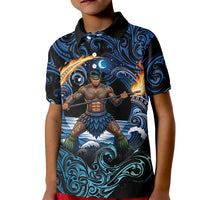 Samoa Siva Afi Kid Polo Shirt Fireknife Fire Dance Pacific Tribal Motif