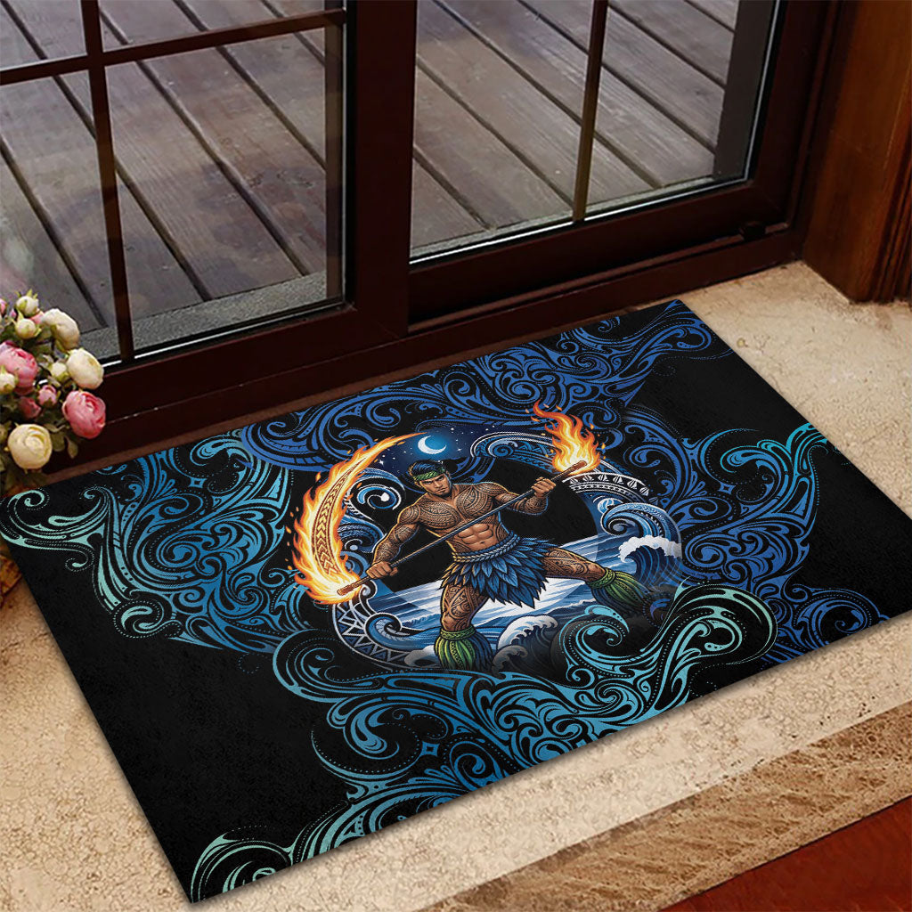 Samoa Siva Afi Rubber Doormat Fireknife Fire Dance Pacific Tribal Motif