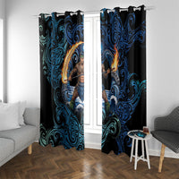Samoa Siva Afi Window Curtain Fireknife Fire Dance Pacific Tribal Motif