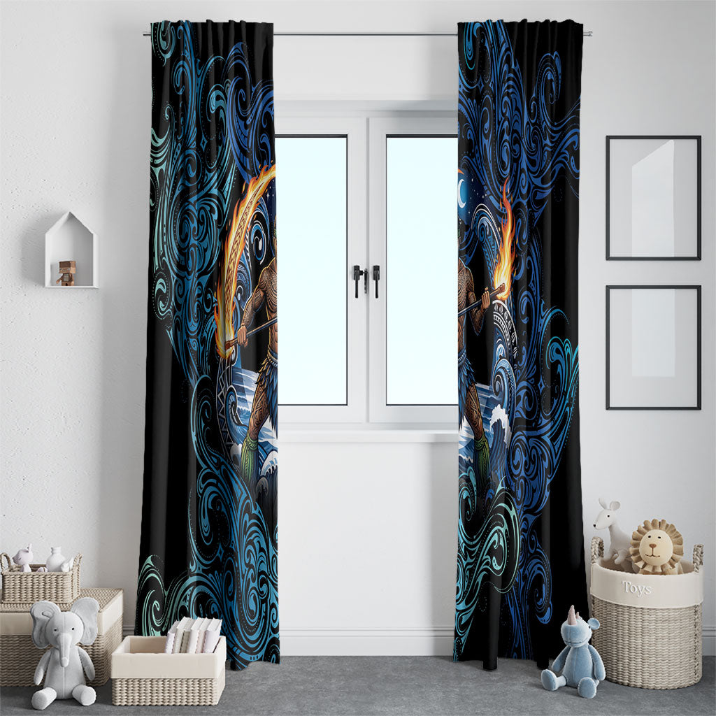 Samoa Siva Afi Window Curtain Fireknife Fire Dance Pacific Tribal Motif