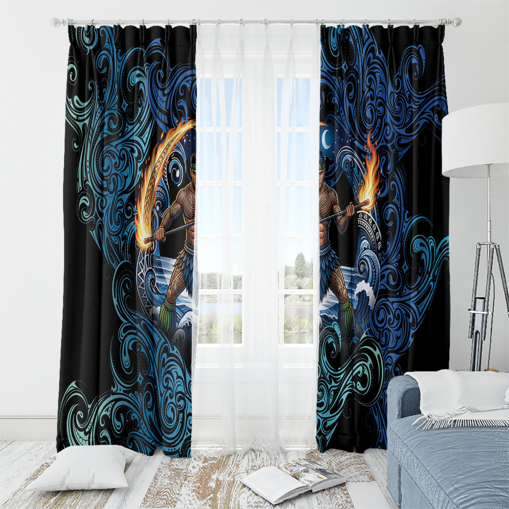 Samoa Siva Afi Window Curtain Fireknife Fire Dance Pacific Tribal Motif