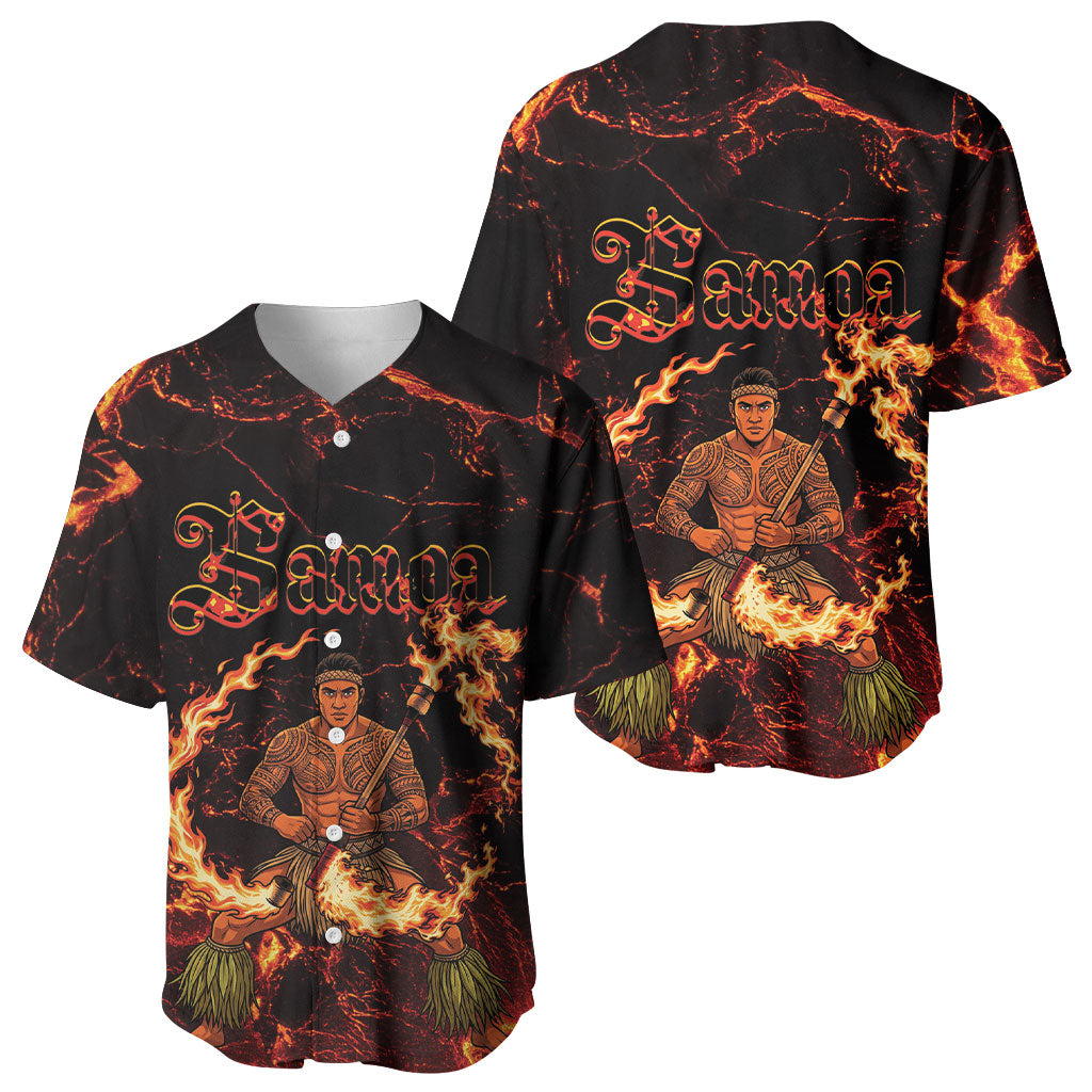 Samoa Siva Afi Dance Fireknife Baseball Jersey Polynesian Heritage Fire Dance
