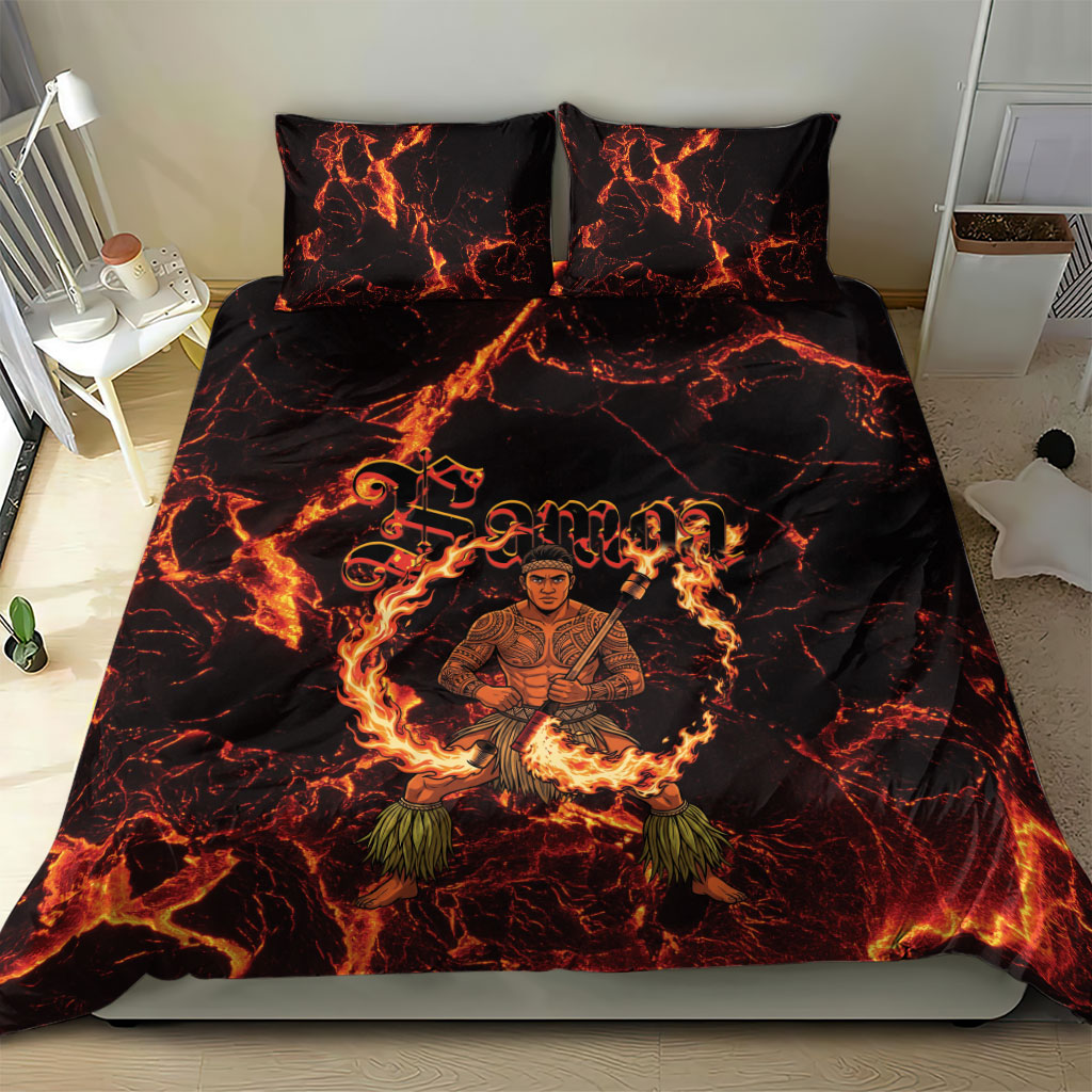 Samoa Siva Afi Dance Fireknife Bedding Set Polynesian Heritage Fire Dance