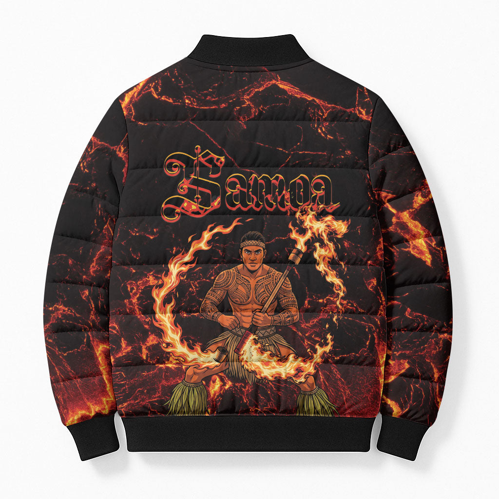 Samoa Siva Afi Dance Fireknife Bomber Puffer Jacket Polynesian Heritage Fire Dance