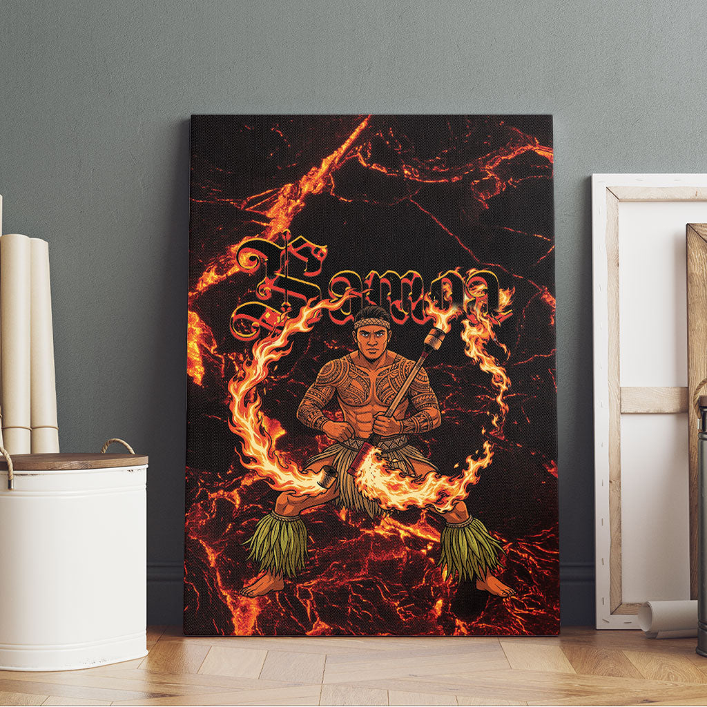 Samoa Siva Afi Dance Fireknife Canvas Wall Art Polynesian Heritage Fire Dance
