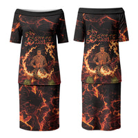Samoa Siva Afi Dance Fireknife Couples Matching Puletasi and Hawaiian Shirt Polynesian Heritage Fire Dance