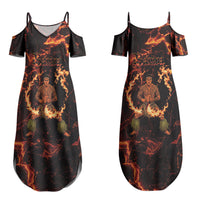 Samoa Siva Afi Dance Fireknife Couples Matching Summer Maxi Dress and Long Sleeve Button Shirt Polynesian Heritage Fire Dance